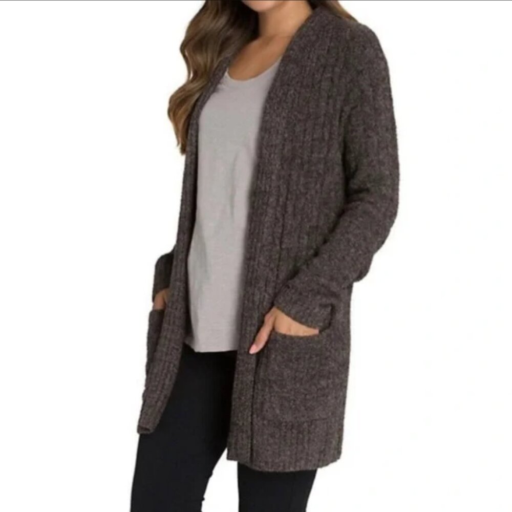 Barefoot‎ Dreams Cozychic Lite Cable Cardi in Espresso/Cocoa Size XS